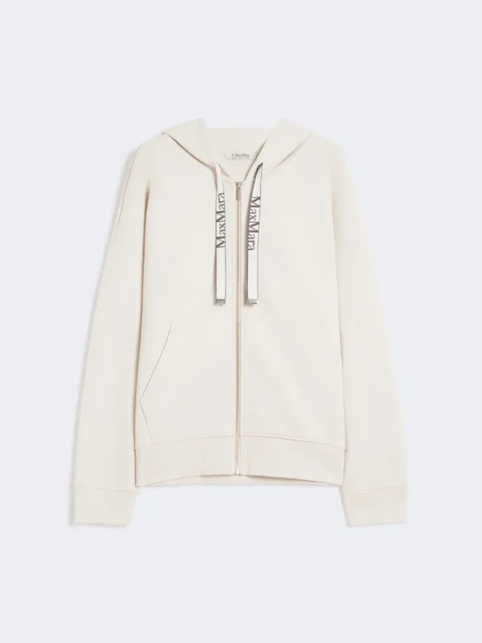 Technisch jersey sweatshirt met rits, ecru