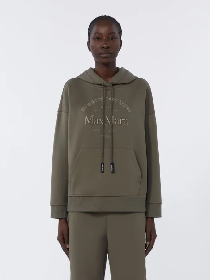 Technisch katoenen jersey sweatshirt, kaki Technisch katoenen jersey sweatshirt, kaki