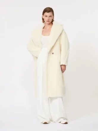 Teddy Bear Icon Coat van alpaca en wol, wit