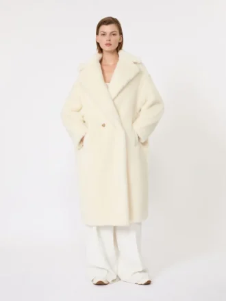 Teddy Bear Icon Coat van alpaca en wol, wit