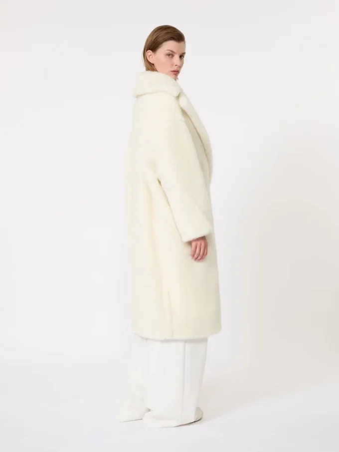Teddy Bear Icon Coat van alpaca en wol, wit