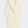 Teddy Bear Icon Coat van alpaca en wol, wit
