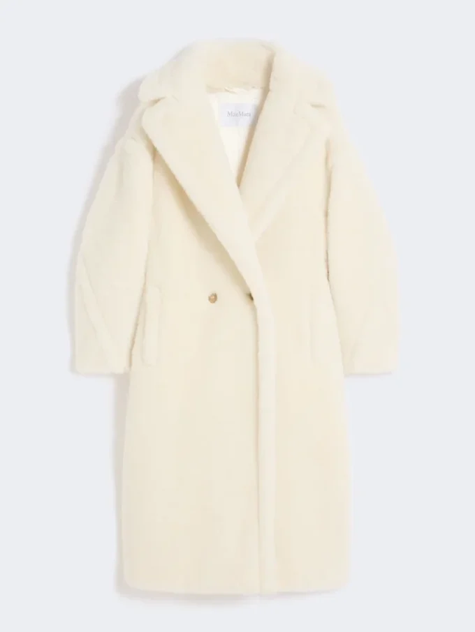 Teddy Bear Icon Coat van alpaca en wol, wit