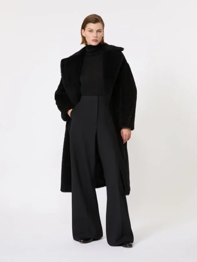 Teddy Bear Icon Coat van alpaca en wol, zwart