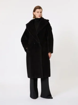 Teddy Bear Icon Coat van alpaca en wol, zwart