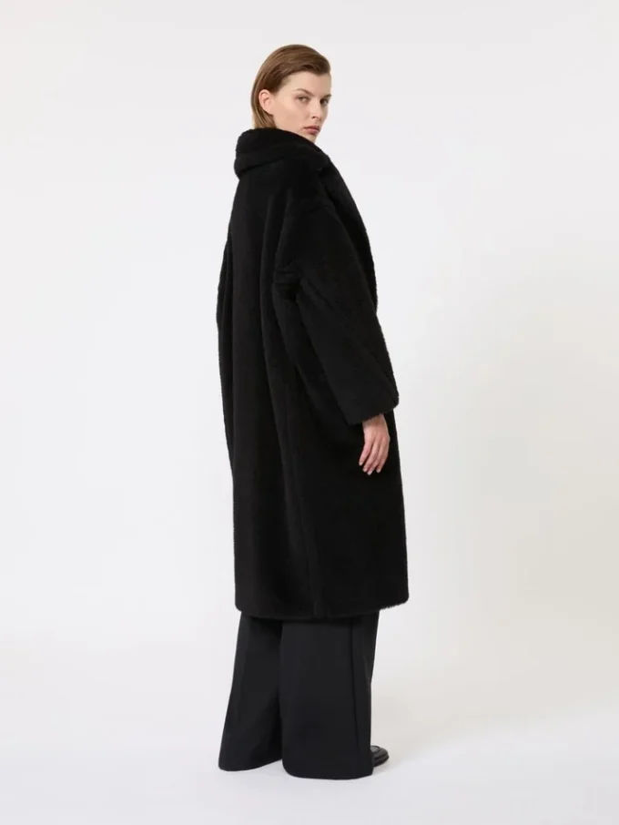 Teddy Bear Icon Coat van alpaca en wol, zwart