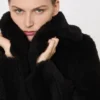 Teddy Bear Icon Coat van alpaca en wol, zwart