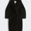 Teddy Bear Icon Coat van alpaca en wol, zwart