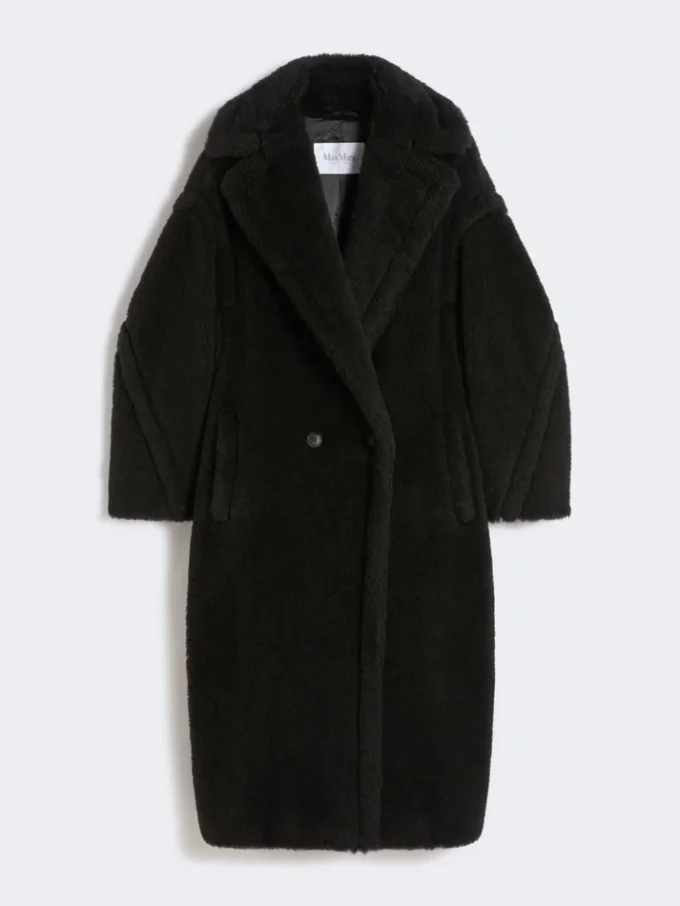 Teddy Bear Icon Coat van alpaca en wol, zwart