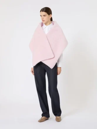 Teddy-stola van alpaca en wol, beige-roze
