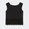 Top van popeline en macramé-kant, zwart Top van popeline en macramé-kant, zwart