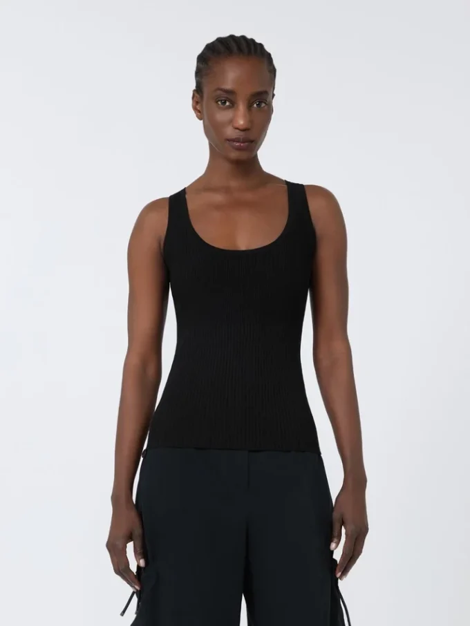 Top van viscose-mix garen, zwart Top van viscose-mix garen, zwart