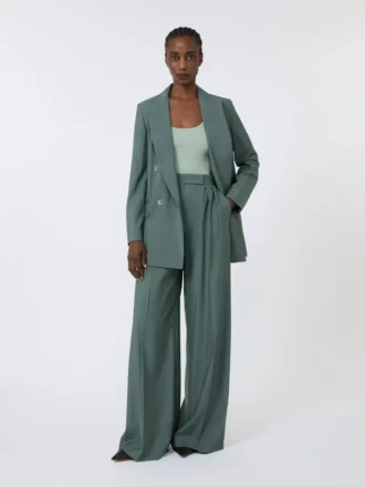Top van viscose-mix, saliegroen