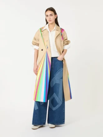 Trenchcoat van waterafstotend katoen met regenboogprint, veelkleurig