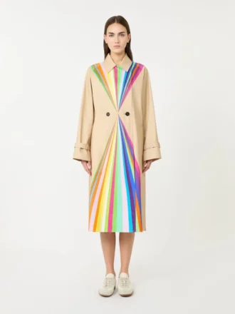 Trenchcoat van waterafstotend katoen met regenboogprint, veelkleurig