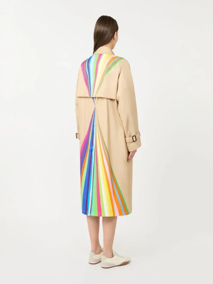 Trenchcoat van waterafstotend katoen met regenboogprint, veelkleurig Trenchcoat van waterafstotend katoen met regenboogprint, veelkleurig
