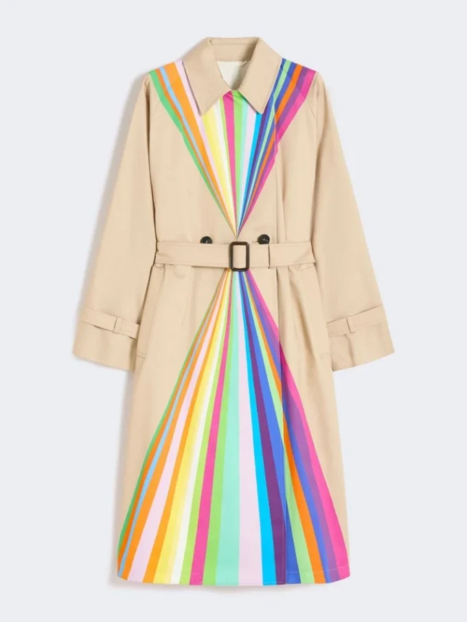 Trenchcoat van waterafstotend katoen met regenboogprint, veelkleurig Trenchcoat van waterafstotend katoen met regenboogprint, veelkleurig