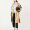 Trenchcoat van waterafstotende gabardine met patroon, in de stijl van leer Trenchcoat van waterafstotende gabardine met patroon, in de stijl van leer