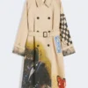 Trenchcoat van waterafstotende gabardine met patroon, in de stijl van leer Trenchcoat van waterafstotende gabardine met patroon, in de stijl van leer
