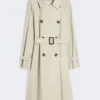 Trenchcoat van waterafstotende twill met dubbele rij knopen, naturel Trenchcoat van waterafstotende twill met dubbele rij knopen, naturel