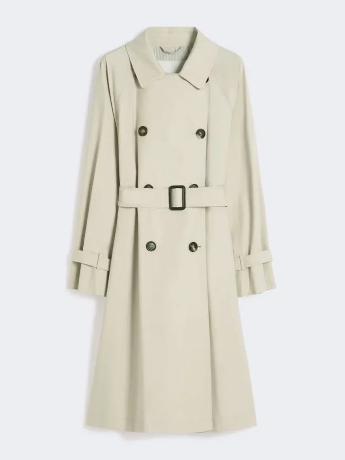 Trenchcoat van waterafstotende twill met dubbele rij knopen, naturel Trenchcoat van waterafstotende twill met dubbele rij knopen, naturel
