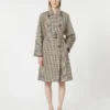 Trenchcoat van waterafstotende twill met patroon, koffiekleur Trenchcoat van waterafstotende twill met patroon, koffiekleur