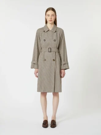 Trenchcoat van waterafstotende twill met patroon, koffiekleur