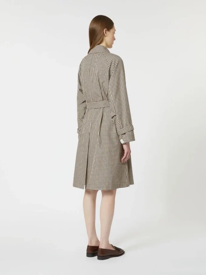 Trenchcoat van waterafstotende twill met patroon, koffiekleur Trenchcoat van waterafstotende twill met patroon, koffiekleur