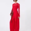 Trompe-l’oeil-trui van viscose, rood