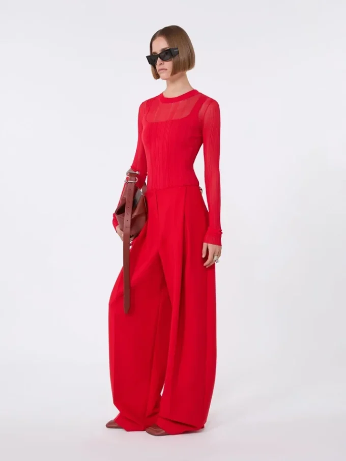 Trompe-l’oeil-trui van viscose, rood