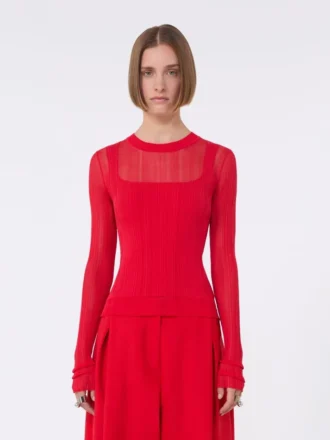 Trompe-l’oeil-trui van viscose, rood