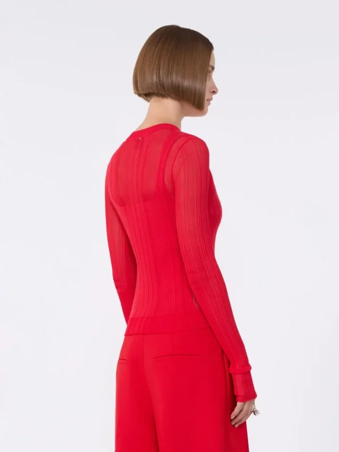 Trompe-l’oeil-trui van viscose, rood