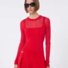 Trompe-l’oeil-trui van viscose, rood