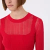 Trompe-l’oeil-trui van viscose, rood