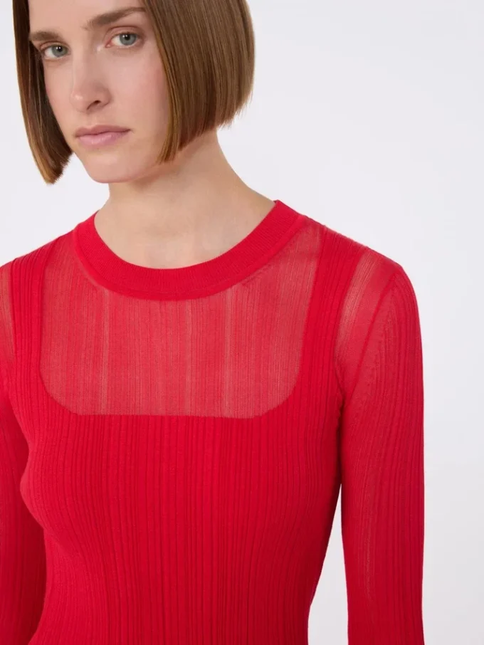 Trompe-l’oeil-trui van viscose, rood