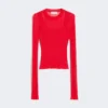 Trompe-l’oeil-trui van viscose, rood