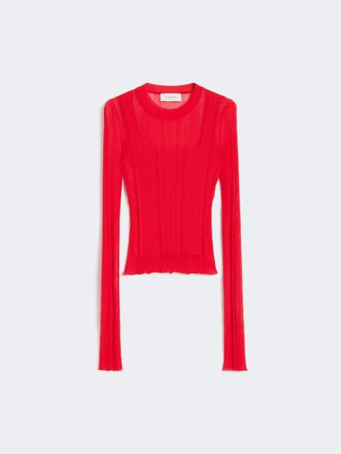 Trompe-l’oeil-trui van viscose, rood