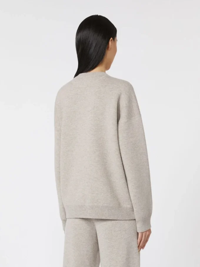 Trui met ronde hals van wol en kasjmier, beige