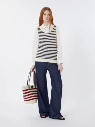 Trui van geribd katoengaren, marineblauw