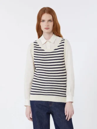 Trui van geribd katoengaren, marineblauw