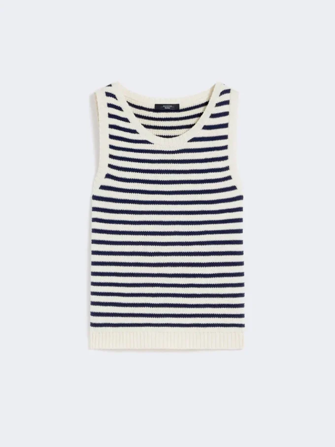 Trui van geribd katoengaren, marineblauw Trui van geribd katoengaren, marineblauw