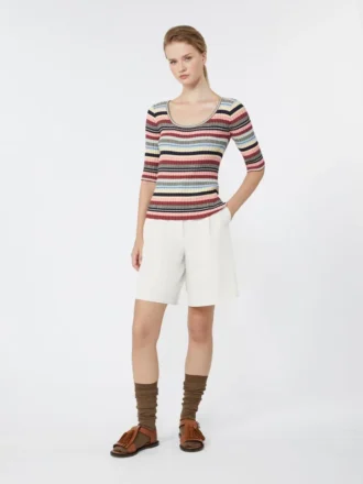Trui van geribd stretchviscose, veelkleurig