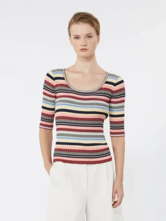Trui van geribd stretchviscose, veelkleurig