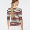 Trui van geribd stretchviscose, veelkleurig Trui van geribd stretchviscose, veelkleurig
