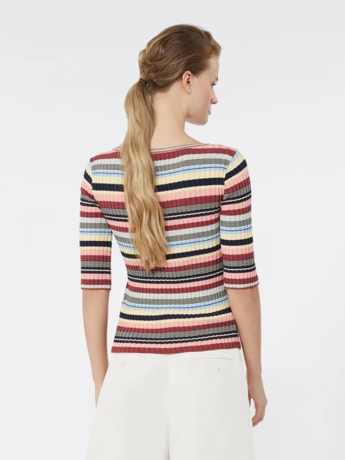 Trui van geribd stretchviscose, veelkleurig Trui van geribd stretchviscose, veelkleurig