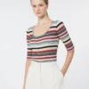 Trui van geribd stretchviscose, veelkleurig Trui van geribd stretchviscose, veelkleurig