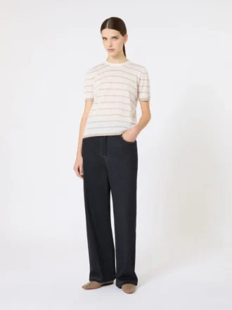 Trui van kasjmier en zijden garen, beige