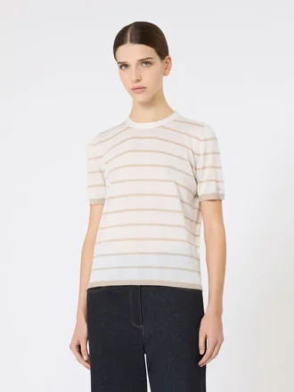 Trui van kasjmier en zijden garen, beige