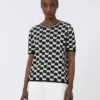 Trui van katoen en viscose jacquard, zwart Trui van katoen en viscose jacquard, zwart