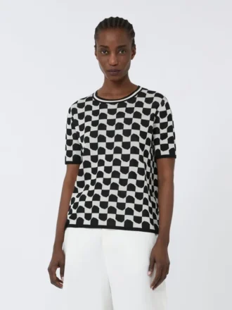 Trui van katoen en viscose jacquard, zwart